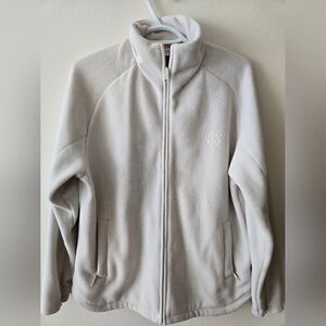 Vintage Hong Kong Disneyland M White Fleece Zip-Up Jacket With Mickey Mouse Logo